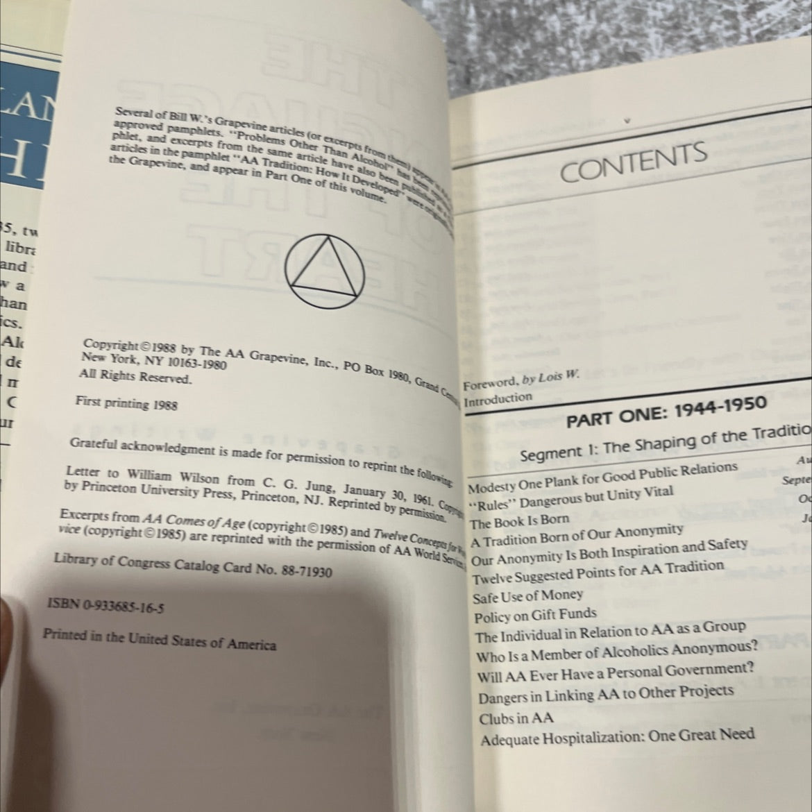 the language of the heart bill wa's grapevine writings book, by Bill W, 1988 Hardcover image 3