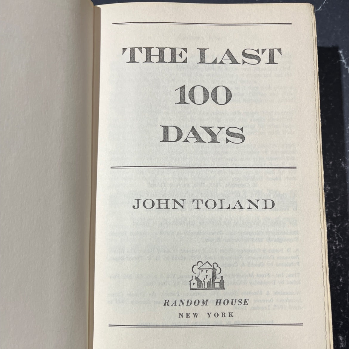 the last 100 days book, by john toland, 1966 Hardcover image 2