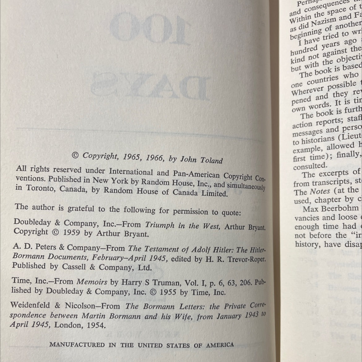 the last 100 days book, by john toland, 1966 Hardcover image 3