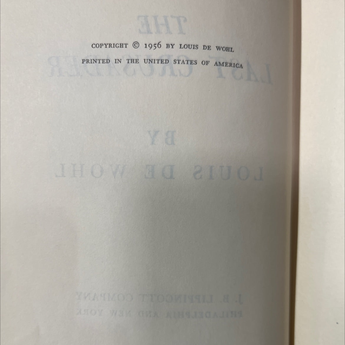 the last crusader book, by louis de wohl, 1956 Hardcover image 3