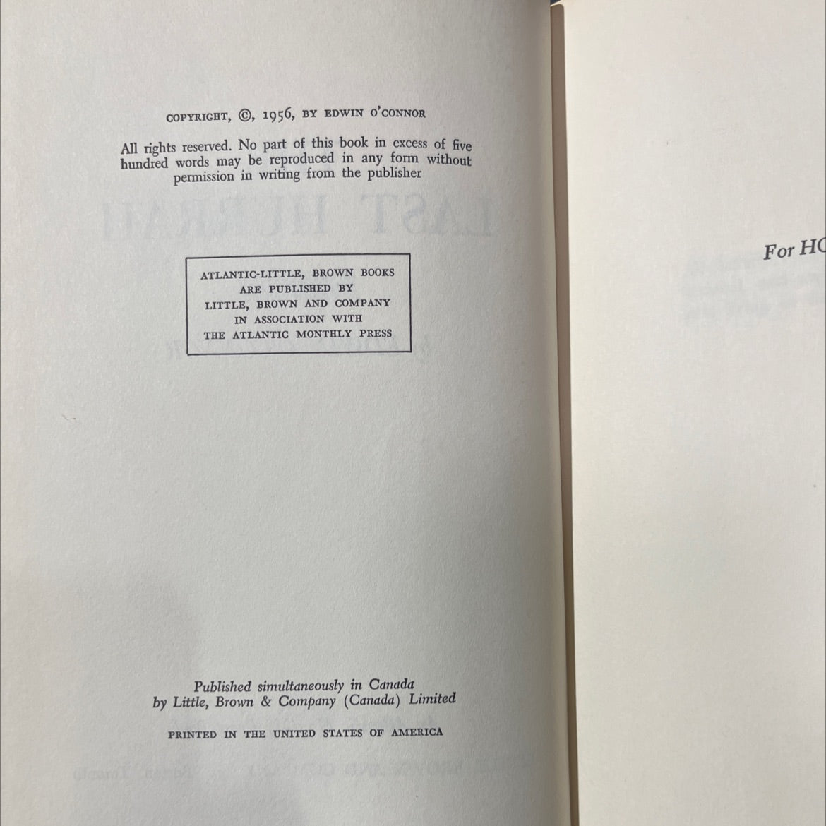 the last hurrah book, by edwin o'connor, 1956 Hardcover image 3