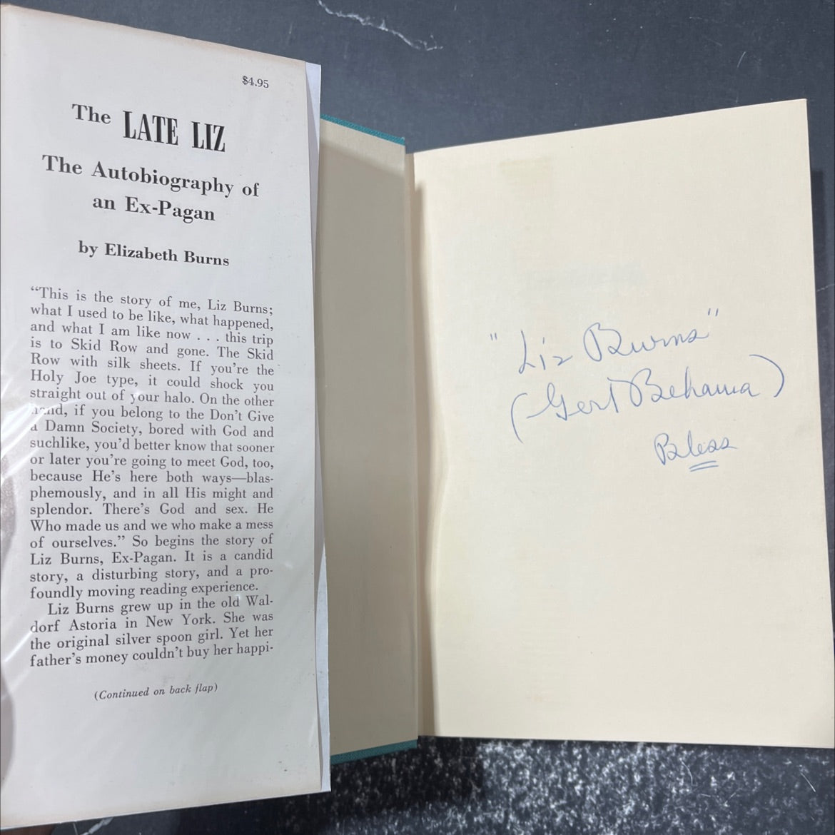 the late liz the autobiography of an ex-pagan book, by elizabeth burns, 1966 Hardcover image 4