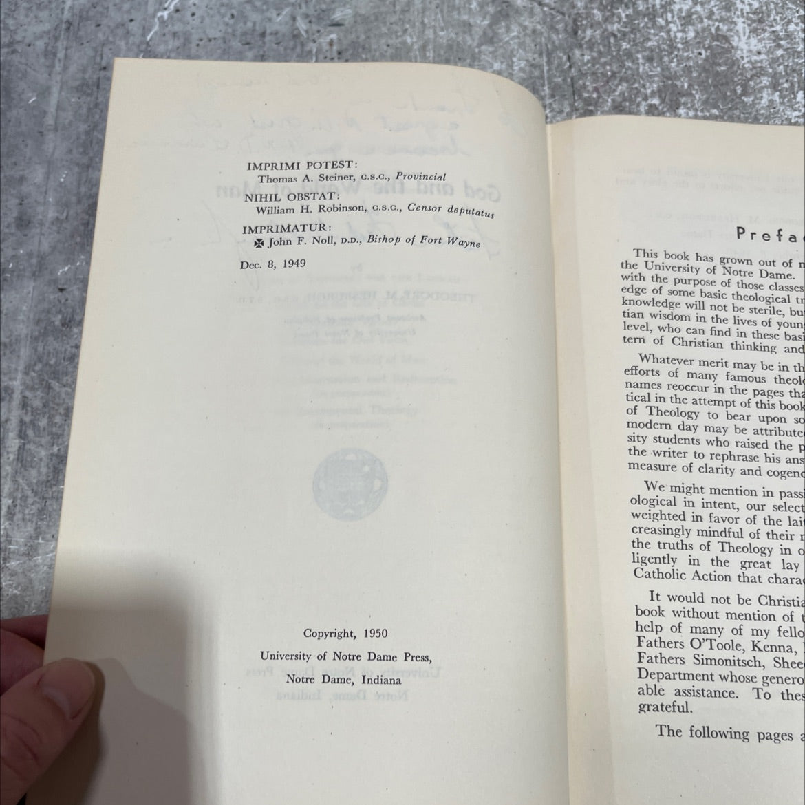 SIGNED the layman and god and the world of man book, by theodore m. hesburgh, 1950 Hardcover, First Edition, Rare, image 3