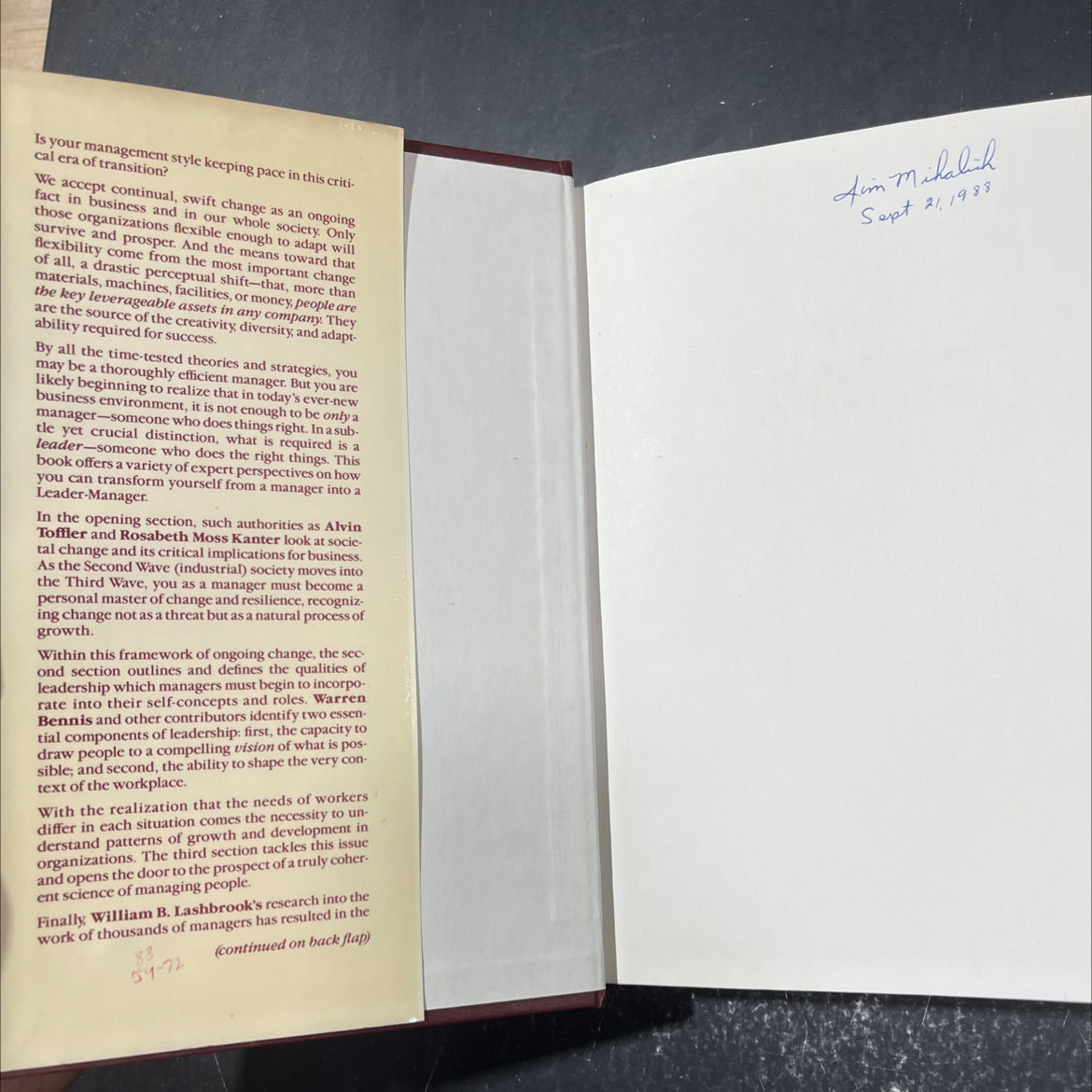 the leader-manager book, by John N. Williamson, 1986 Hardcover image 4