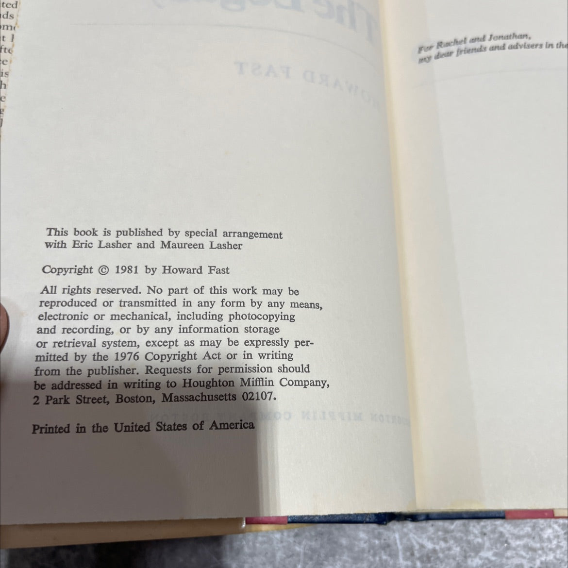 the legacy book, by howard fast, 1981 Hardcover image 3