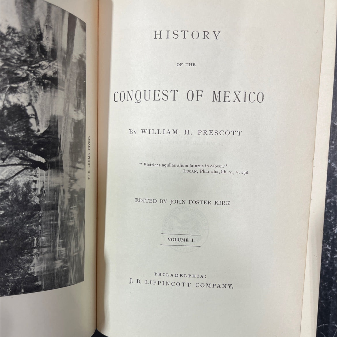 the lerma river. history of the conquest of mexico book, by william h. prescott, 1873 Hardcover image 2