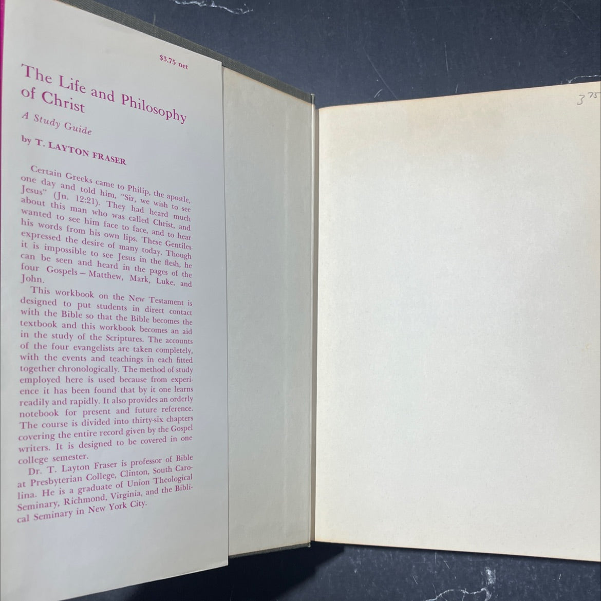 the life and philosophy of christ book, by t. layton fraser, th.d., 1965 Hardcover image 4