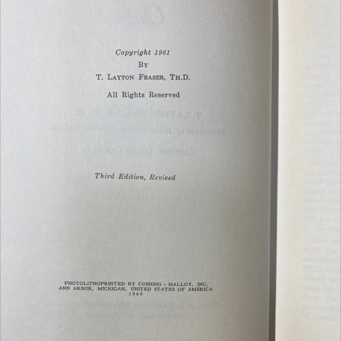 the life and philosophy of christ book, by t. layton fraser, th.d., 1965 Hardcover image 3