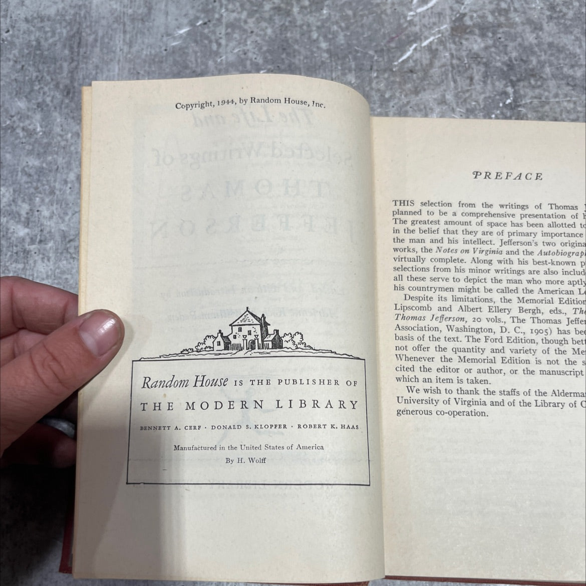 the life and selected writings of thomas jefferson book, by thomas jefferson, 1944 Hardcover image 3