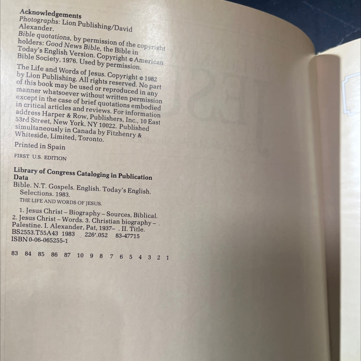 the life and words of jesus book, by Pat Alexander, 1983 Hardcover image 3