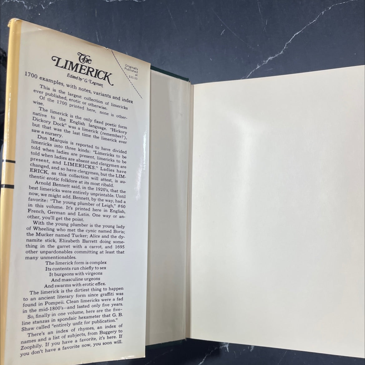 the limerick 1700 examples, with notes variants and index book, by g. legman, 1969 Hardcover image 4