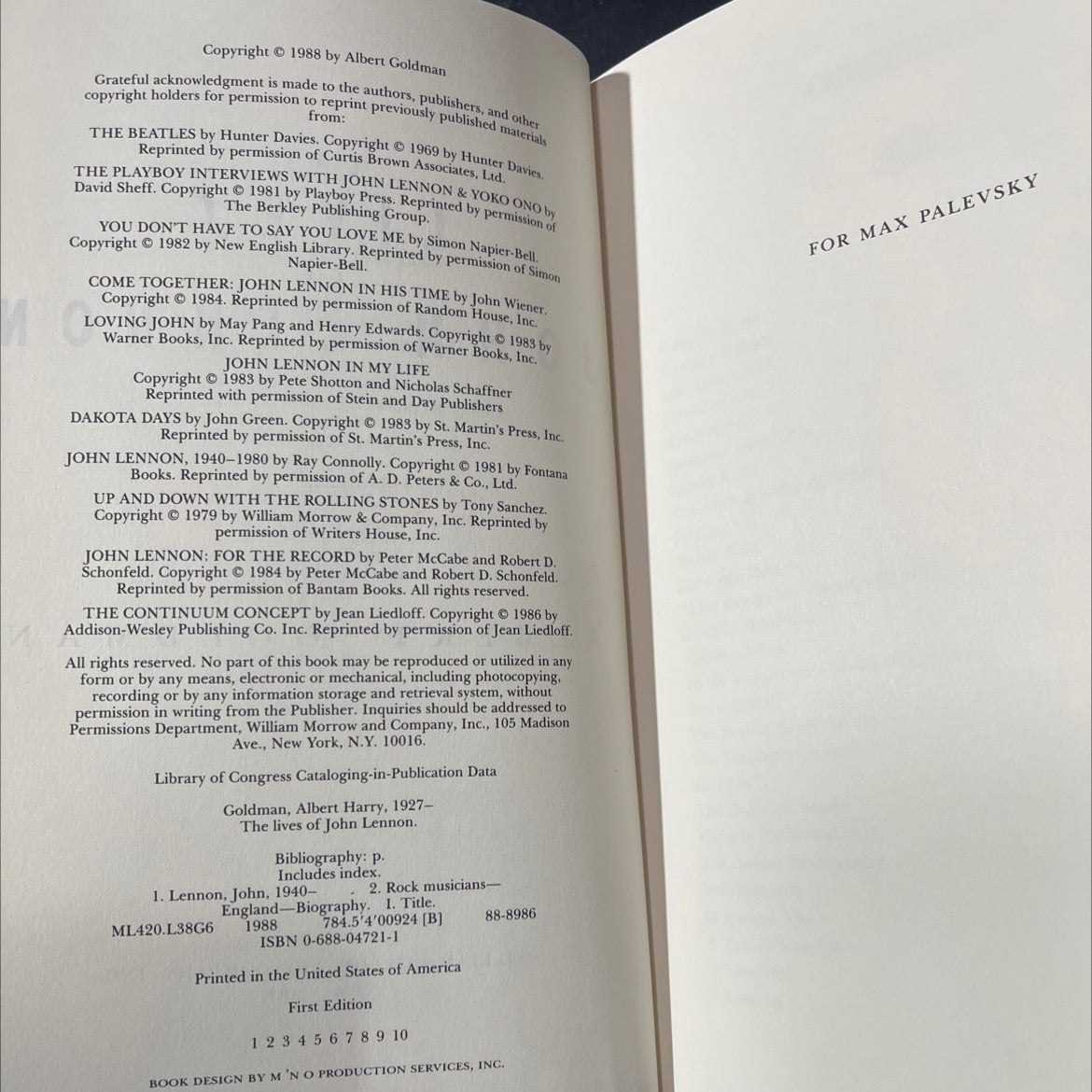 the lives of john lennon book, by albert goldman, 1988 Hardcover image 3