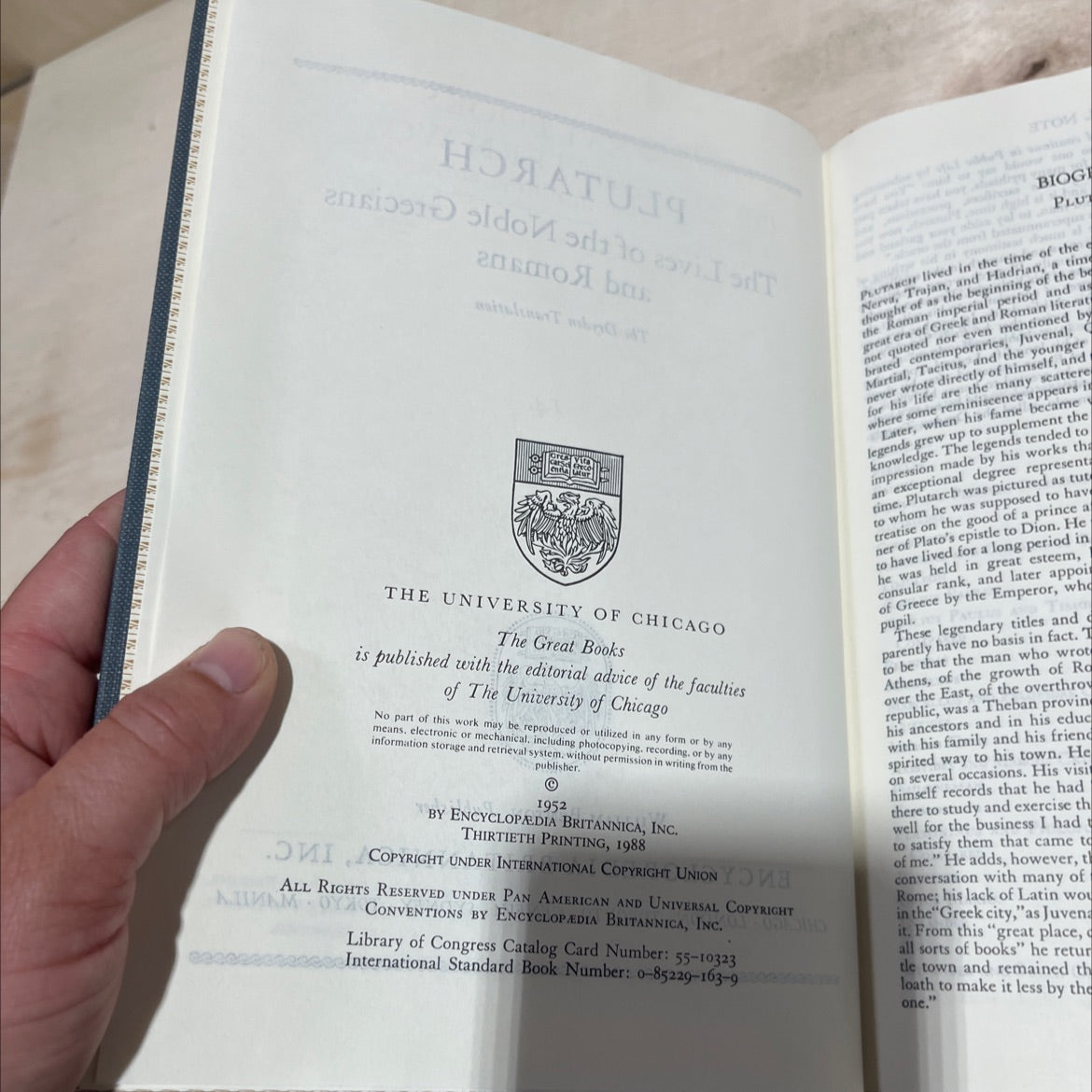 the lives of the noble grecians and romans book, by plutarch, 1988 Hardcover image 3