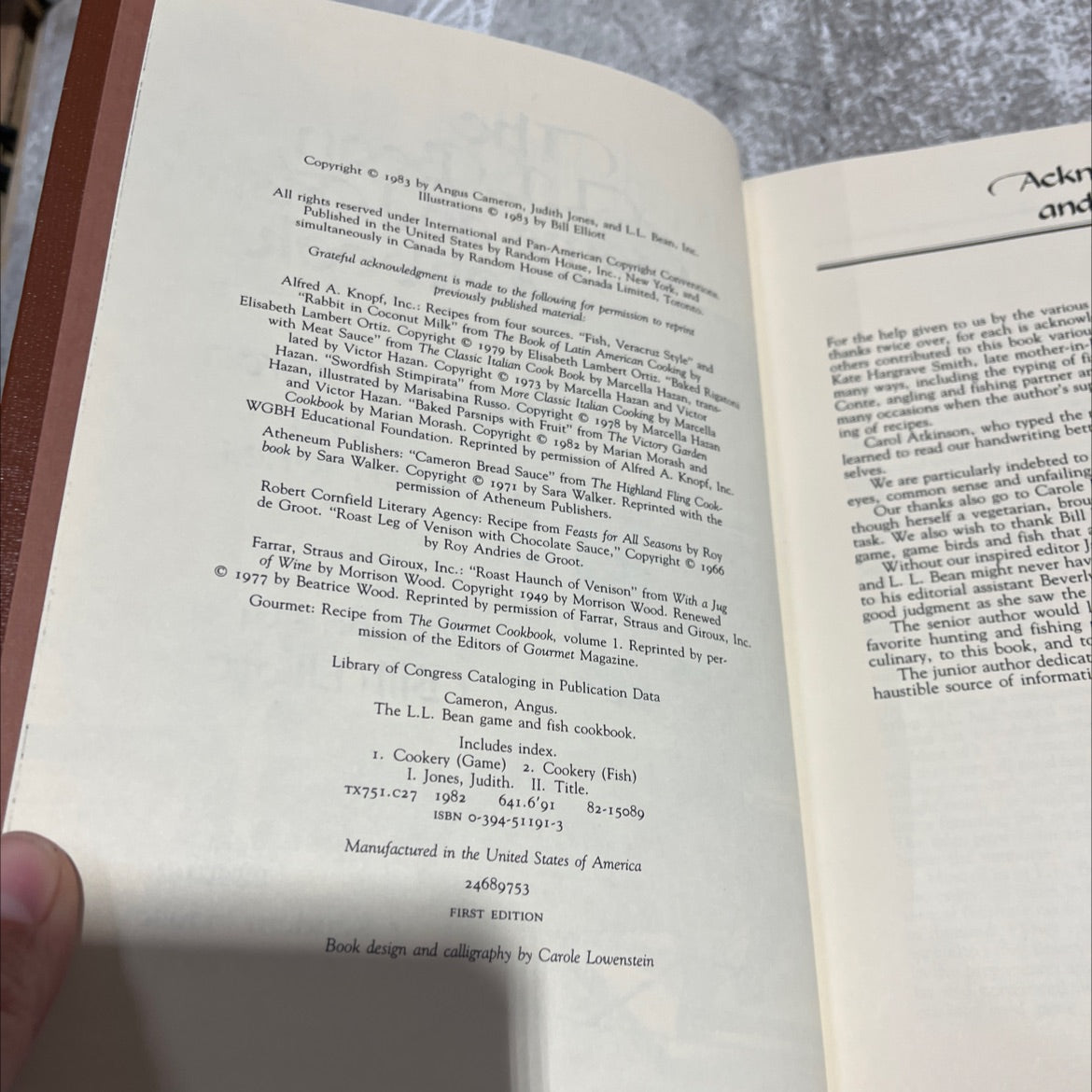 the ll bean game and fish cookbook book, by angus cameron, judith jones, 1983 Hardcover image 3