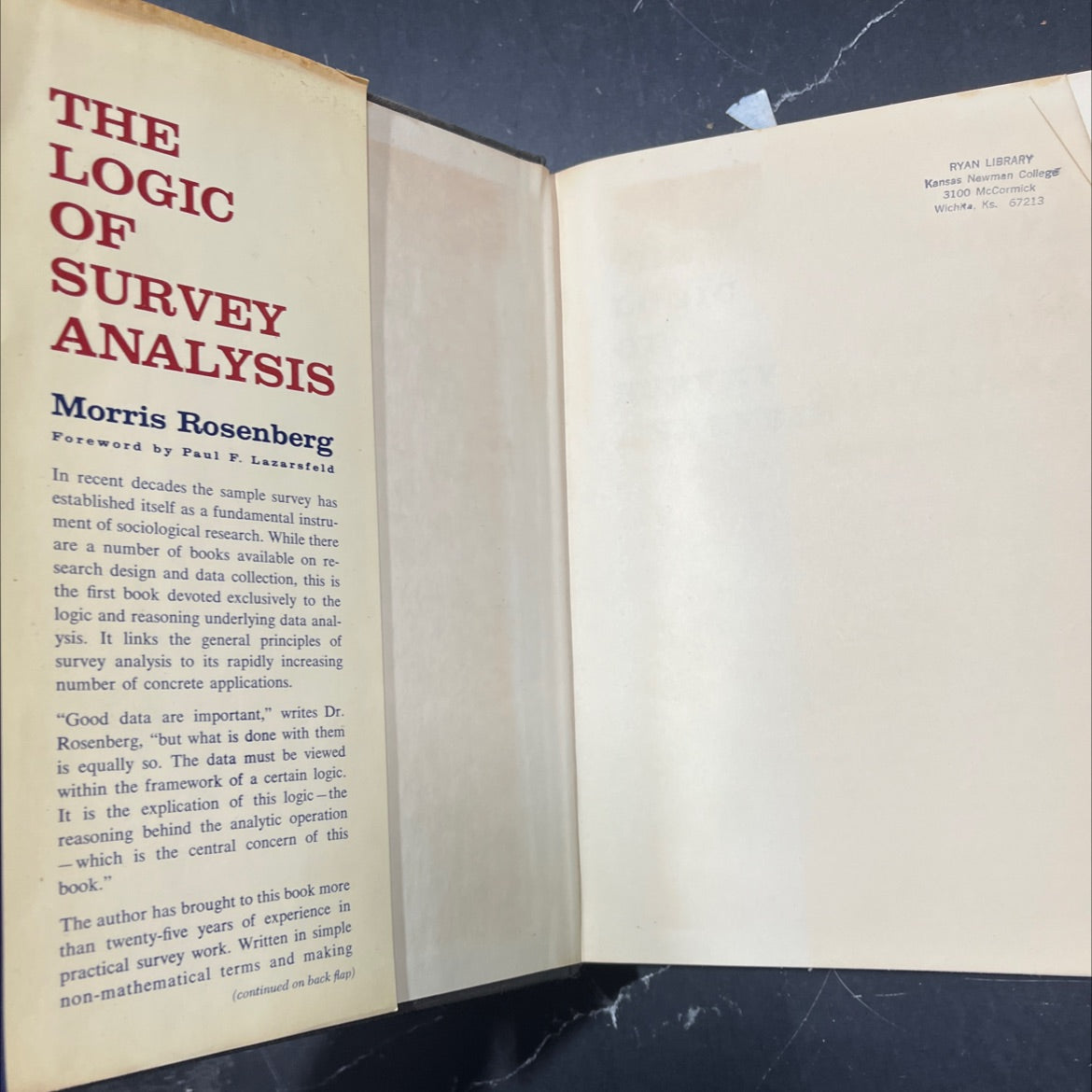 the logic of survey book, by Morris Rosenberg, 1968 Hardcover image 4