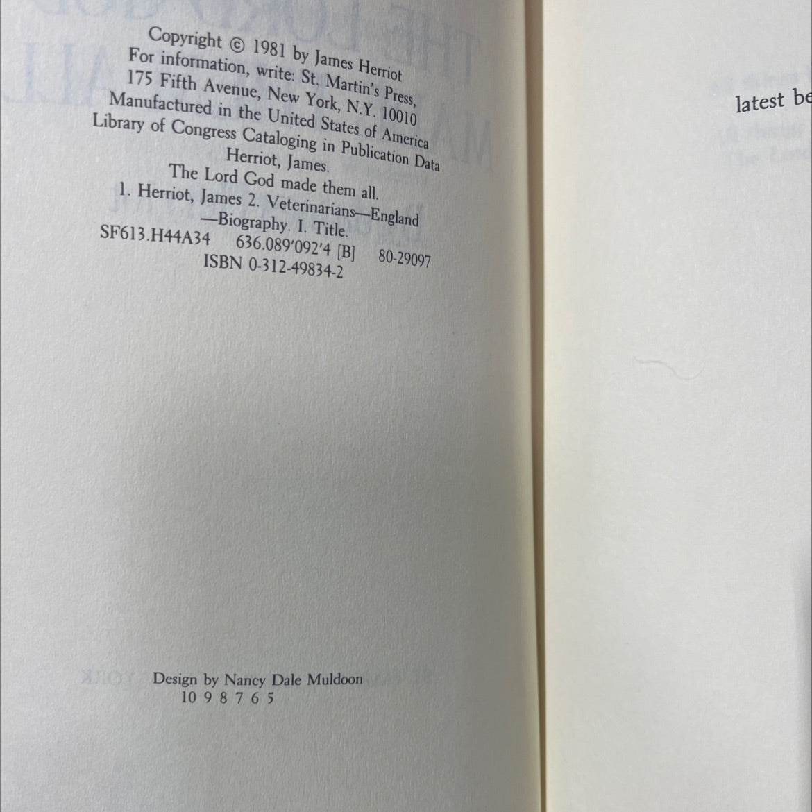 the lord god made them all book, by James Herriot, 1981 Hardcover image 3