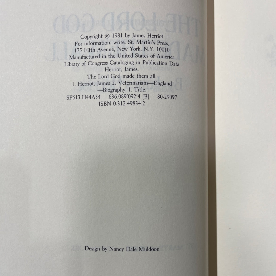 the lord god made them all book, by james herriot, 1981 Hardcover image 3