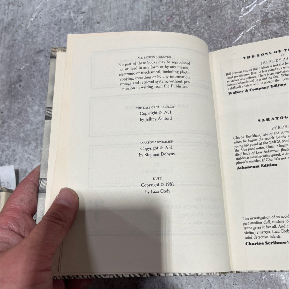 the loss of the culion book, by jeffrey ashford, 1981 Hardcover image 3