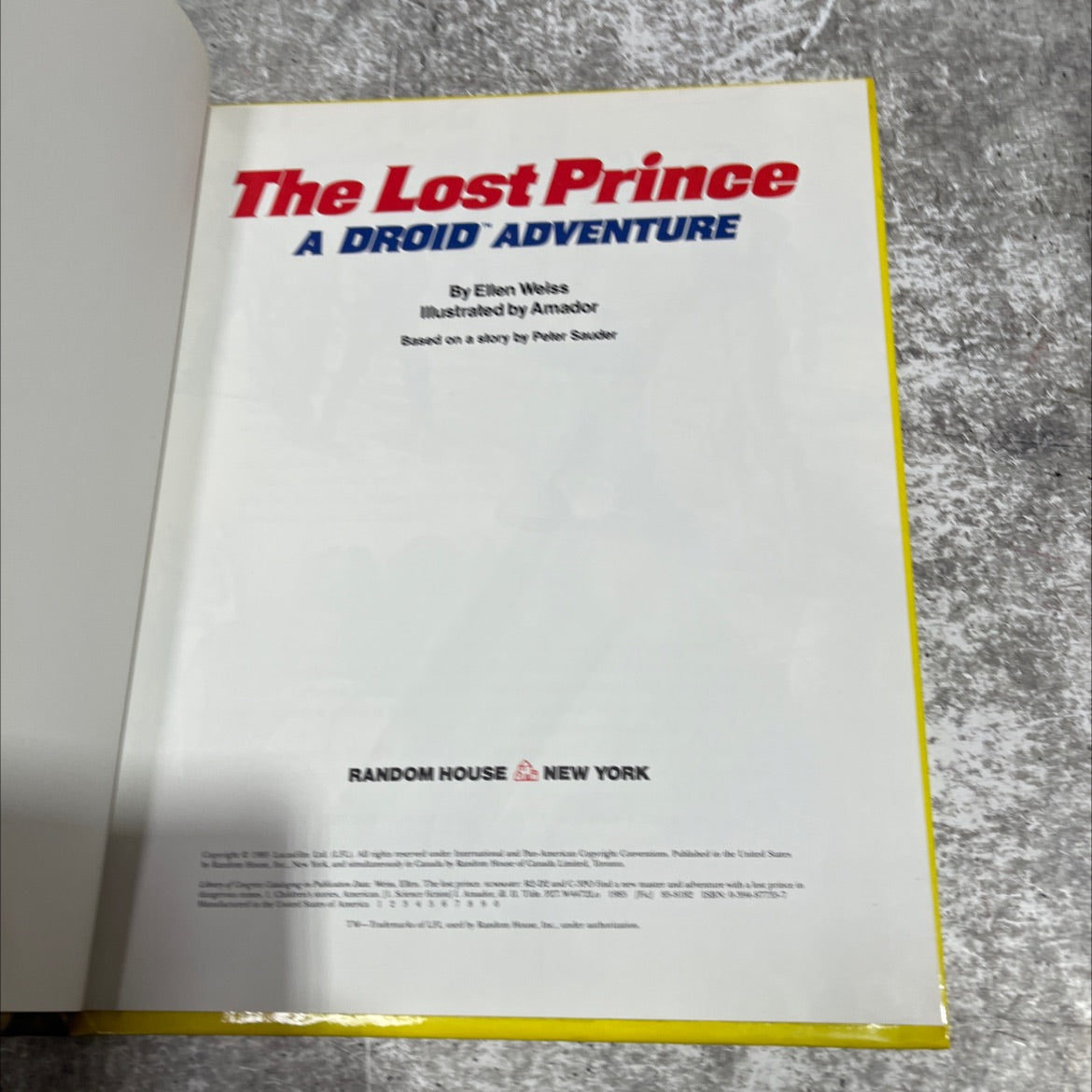 the lost prince a droid adventure book, by ellen weiss, 1985 Hardcover image 2