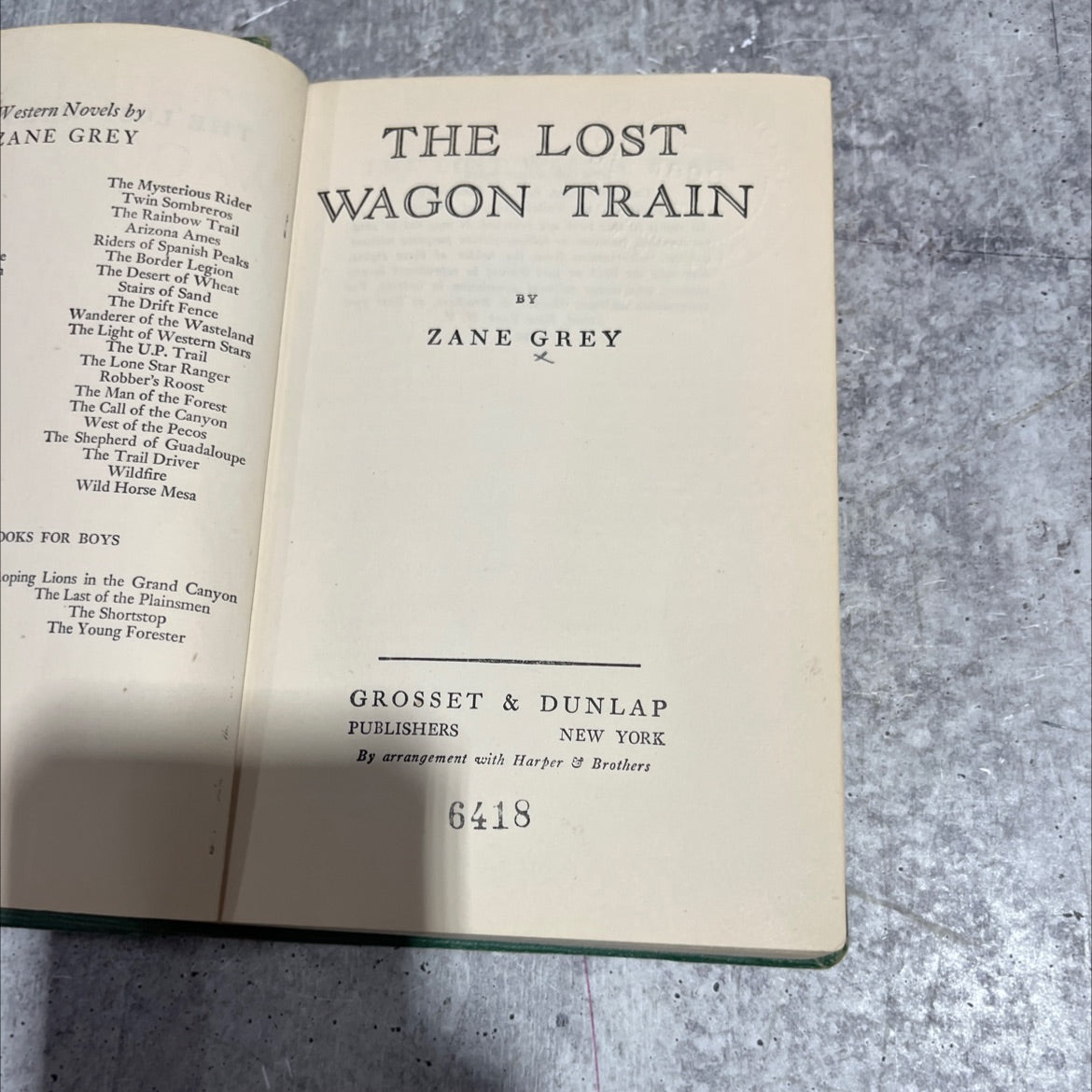 the lost wagon train book, by zane grey, 1936 Hardcover image 2