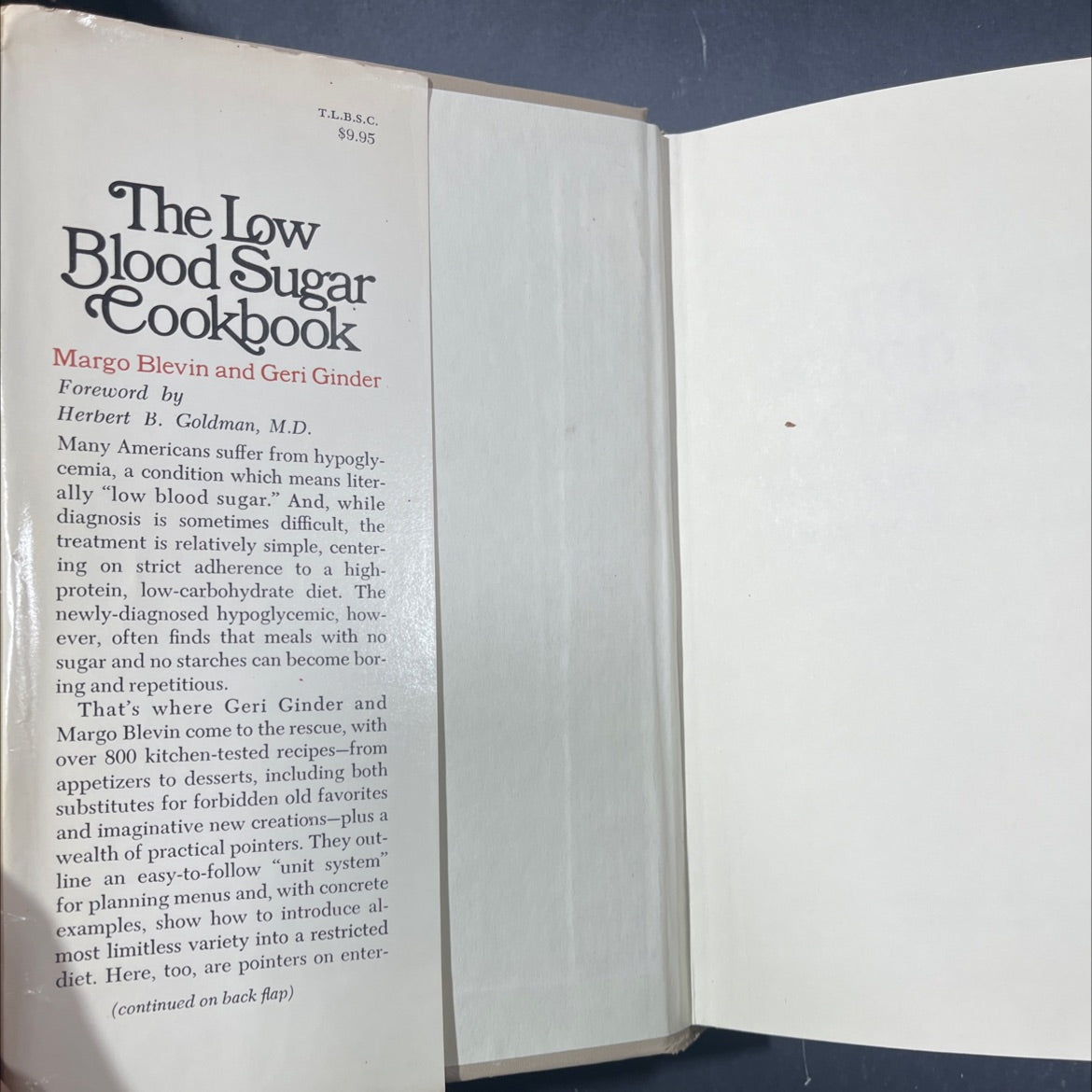 the low blood sugar cookbook book, by Margo Blevin and Geri Ginder, 1973 Hardcover image 4