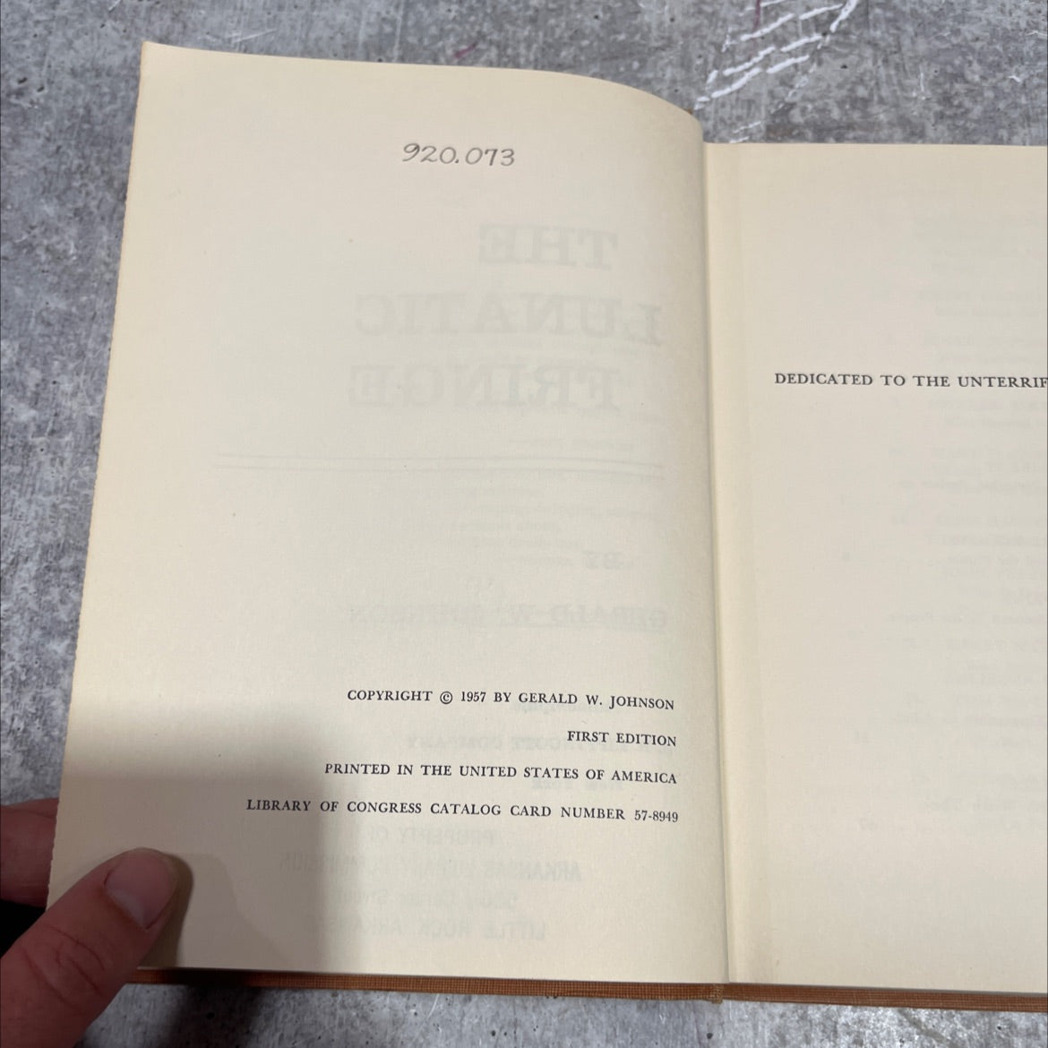 the lunatic fringe book, by gerald w. johnson, 1957 Hardcover image 3