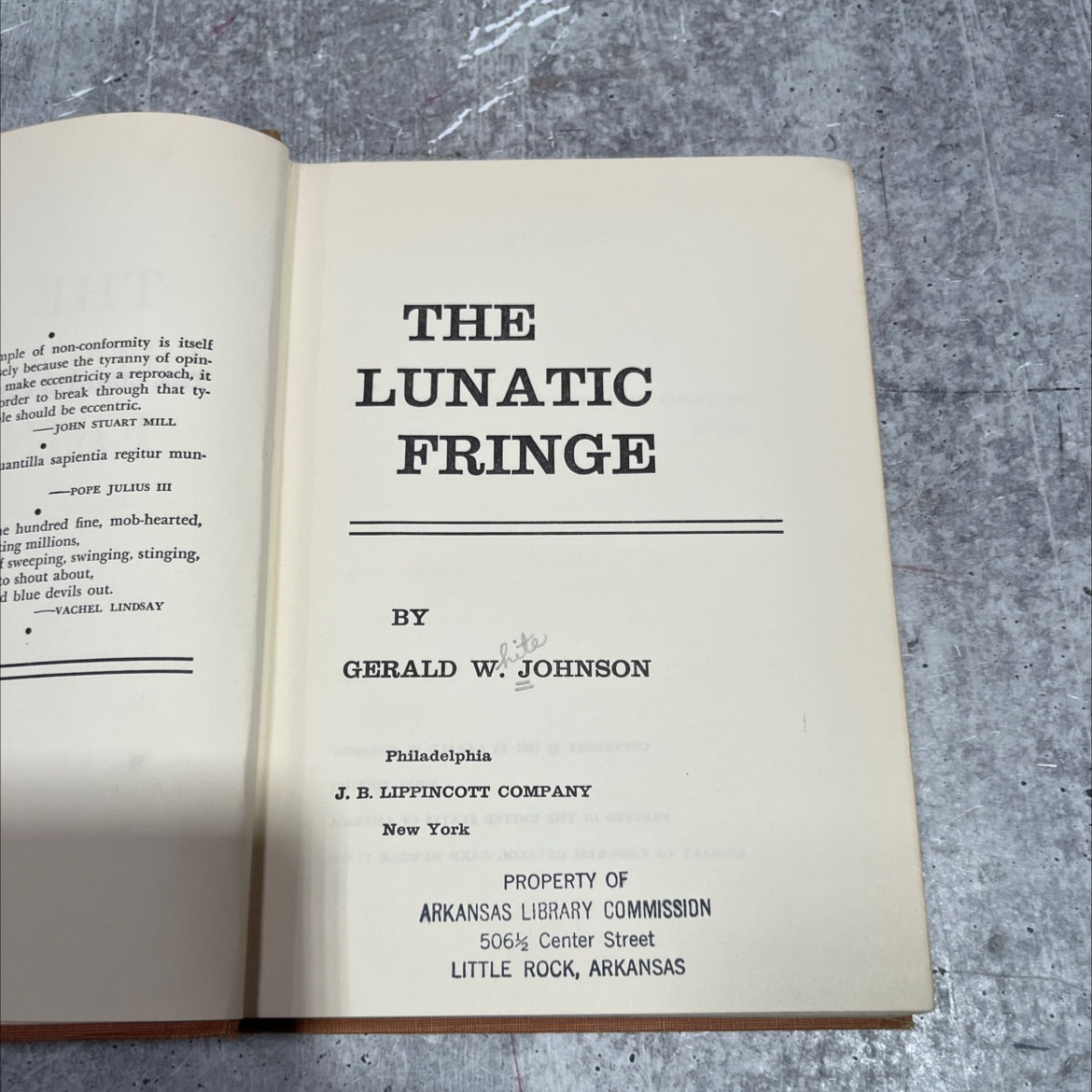 the lunatic fringe book, by gerald w. johnson, 1957 Hardcover image 2