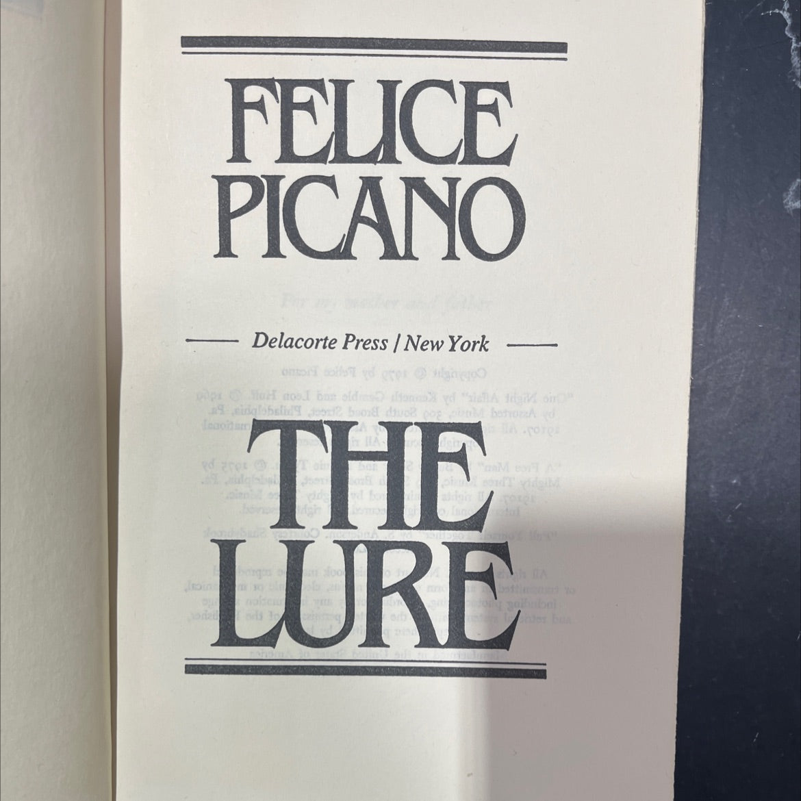 the lure book, by felice picano, 1979 Hardcover image 2