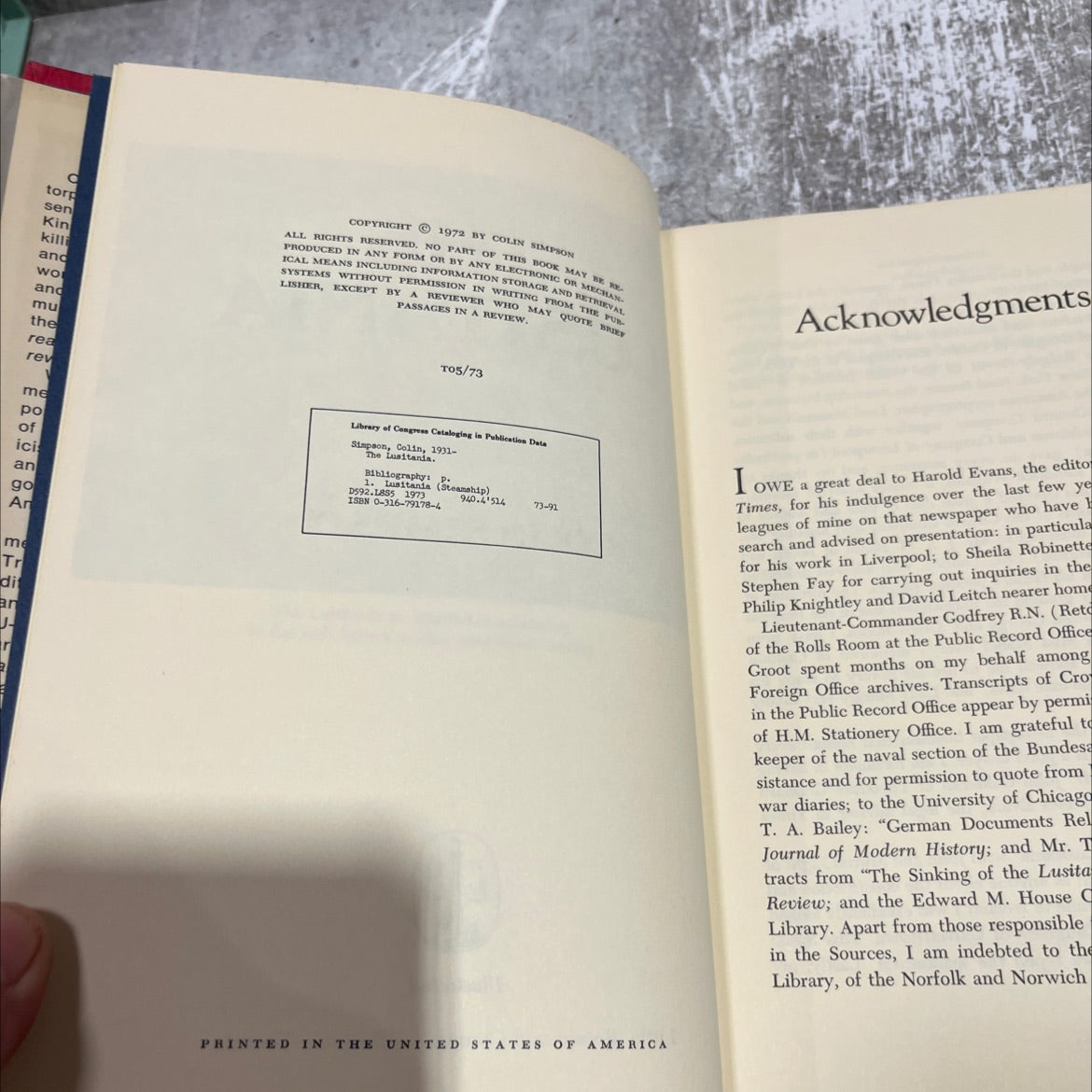 the lusitania book, by colin simpson, 1972 Hardcover image 3