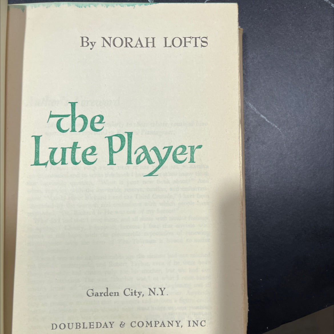 the lute player book, by norah lofts, 1951 Hardcover image 2