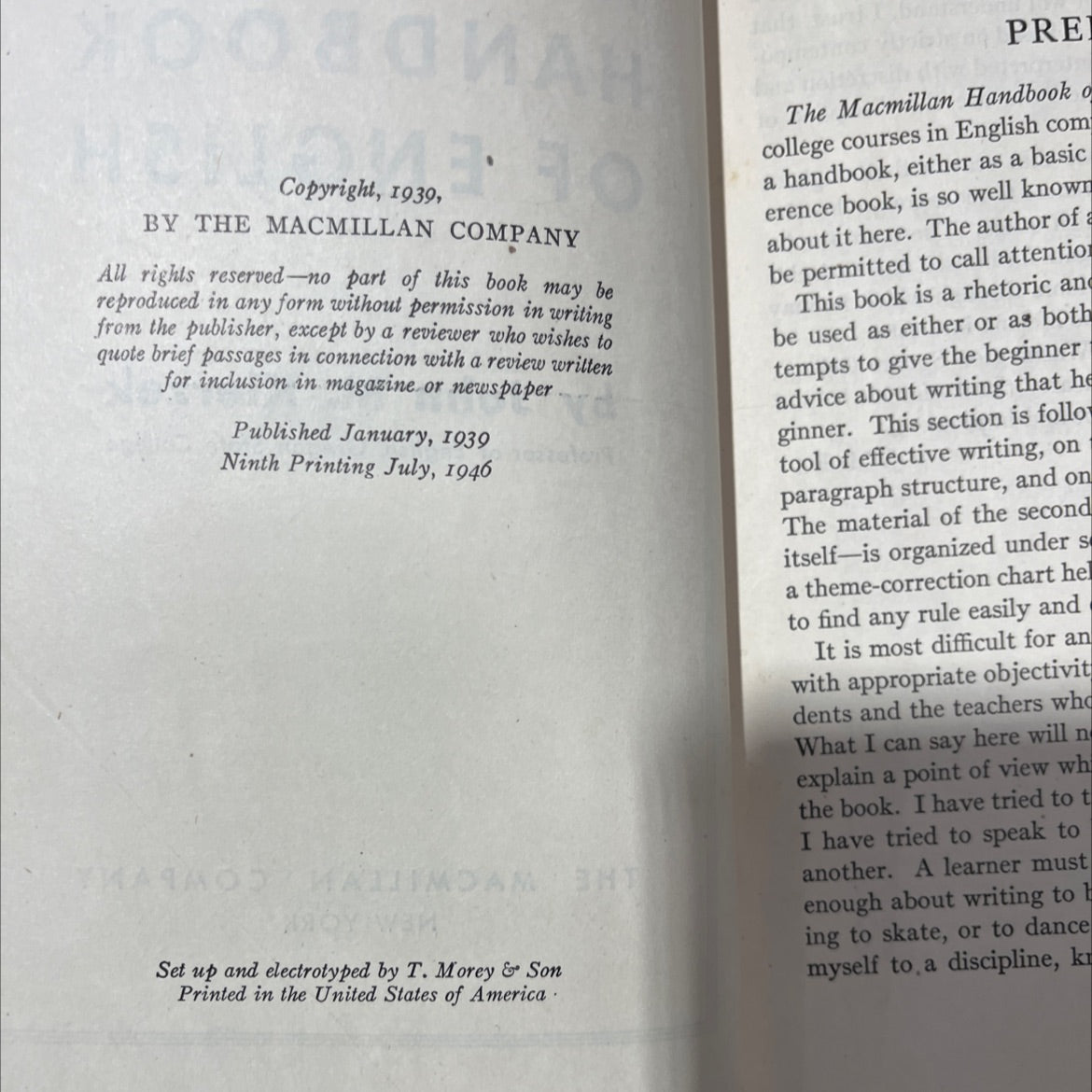 the macmillan handbook of english book, by john m. kierzek, 1946 Hardcover image 3