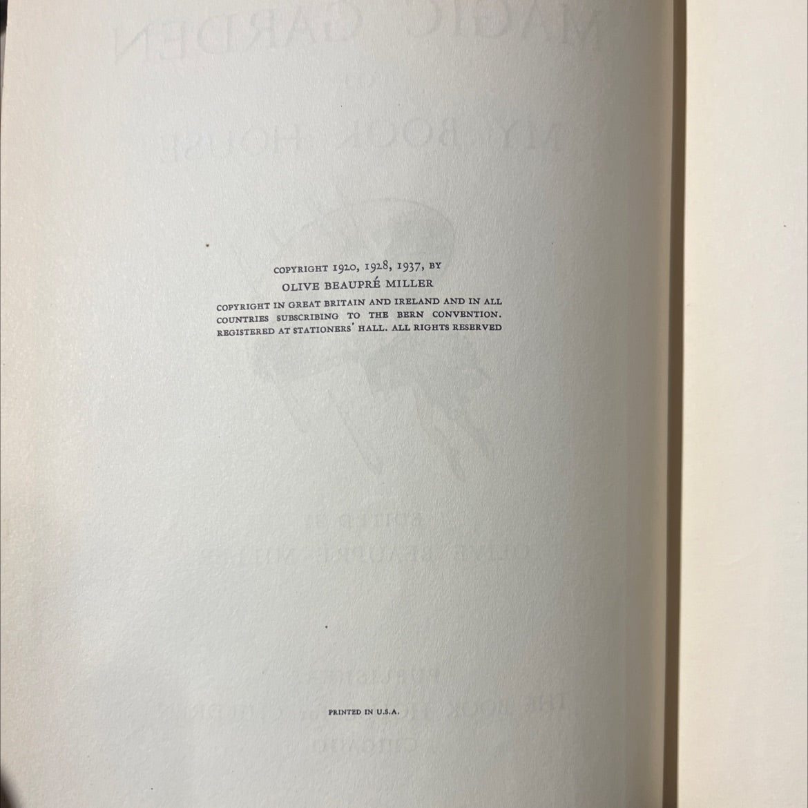 the magic garden of my book house book, by olive beaupré miller, 1937 Hardcover image 3