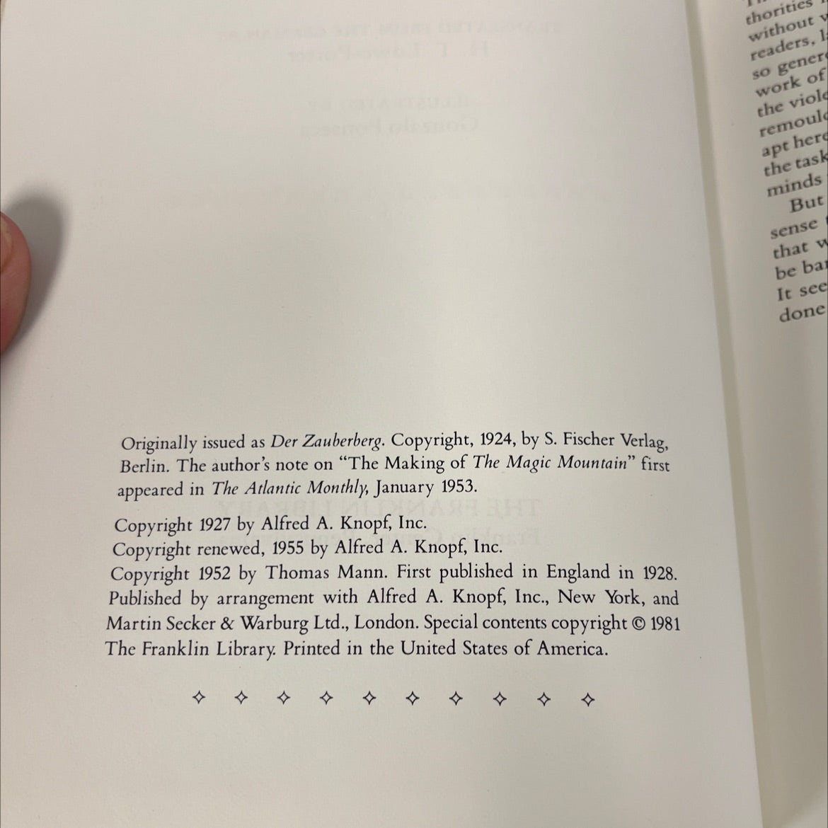 the magic mountain book, by thomas mann, 1955 Leather image 3