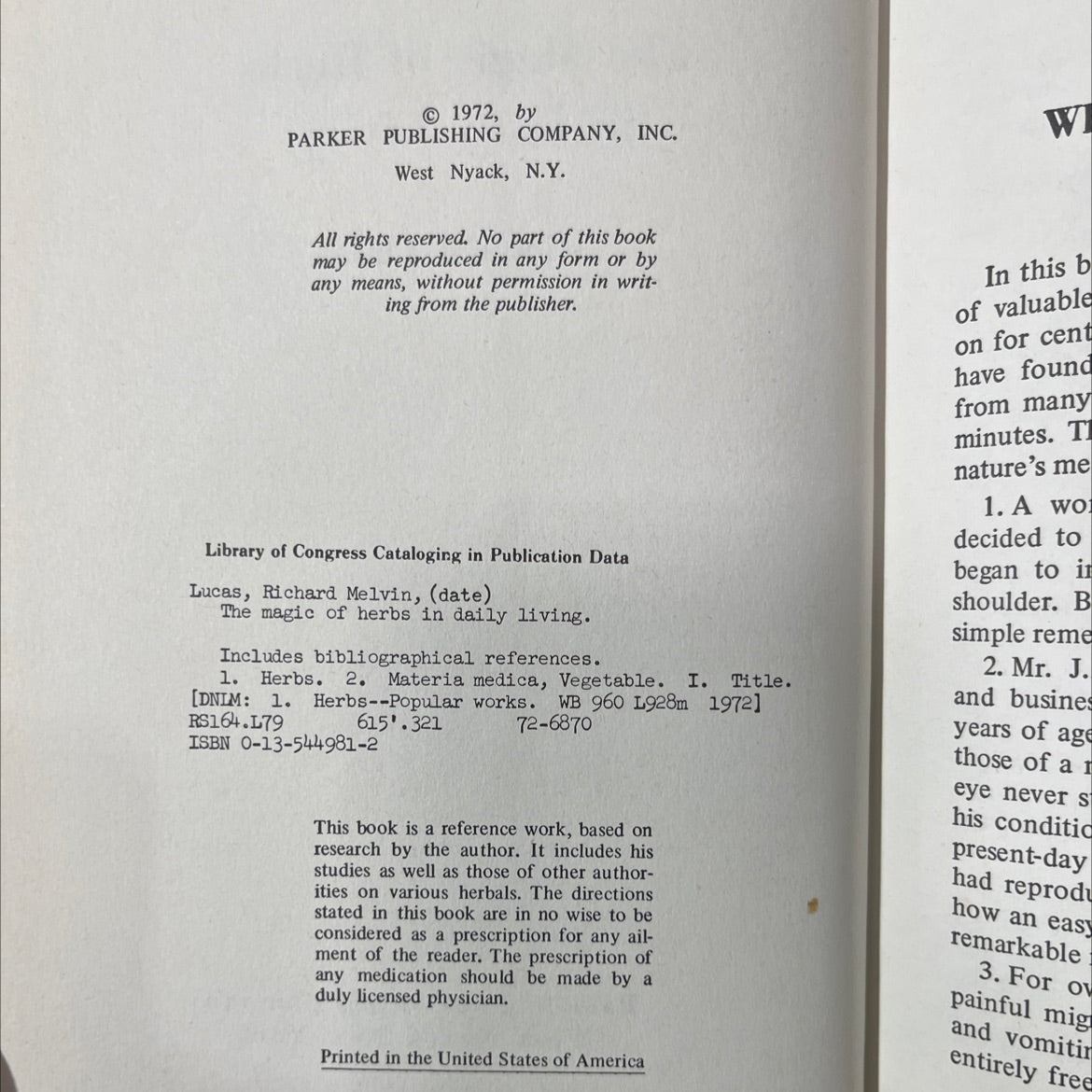 the magic of herbs in daily living book, by richard lucas, 1972 Hardcover image 3