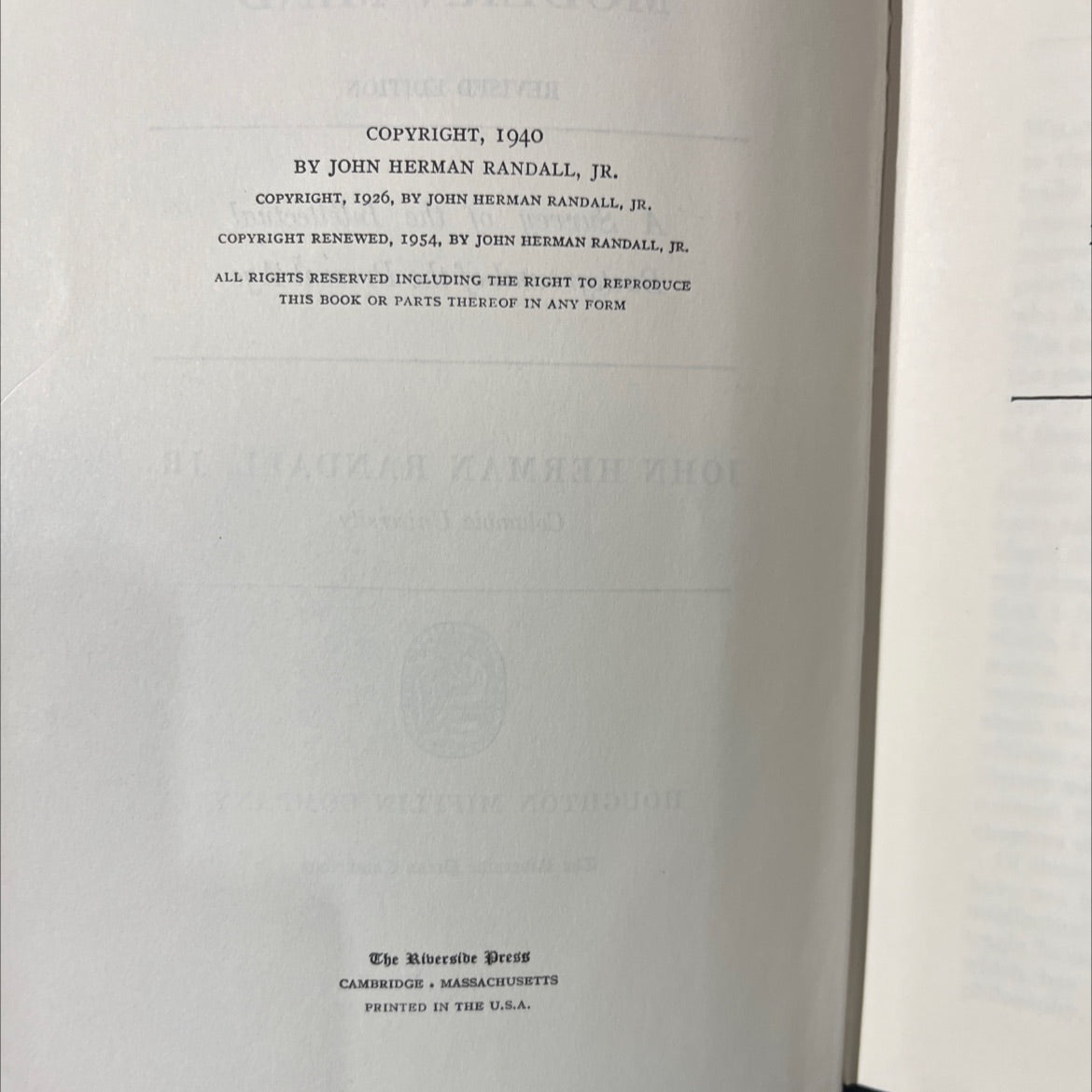 the making of the modern mind revised edition book, by john herman randall, jr., 1954 Hardcover image 3