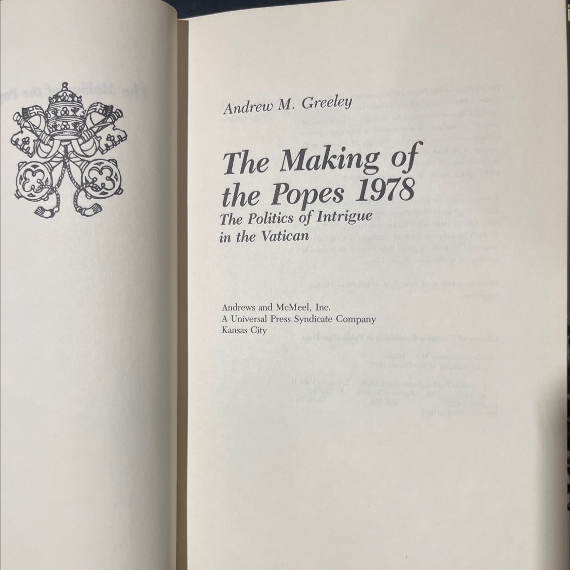 the making of the popes 1978 book, by Andrew M. Greeley, 1979 Hardcover image 2