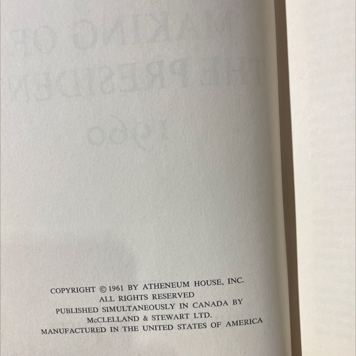 the making of the president 1960 book, by theodore h. white, 1961 Hardcover image 3