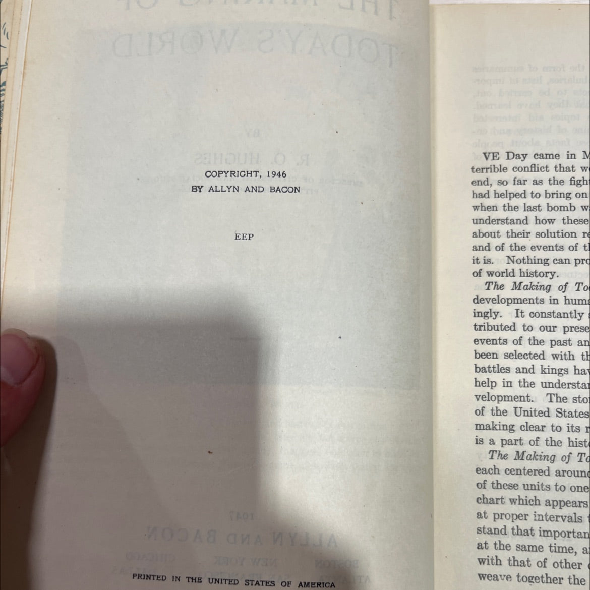 the making of today's world book, by r. o. hughes, 1947 Hardcover image 3