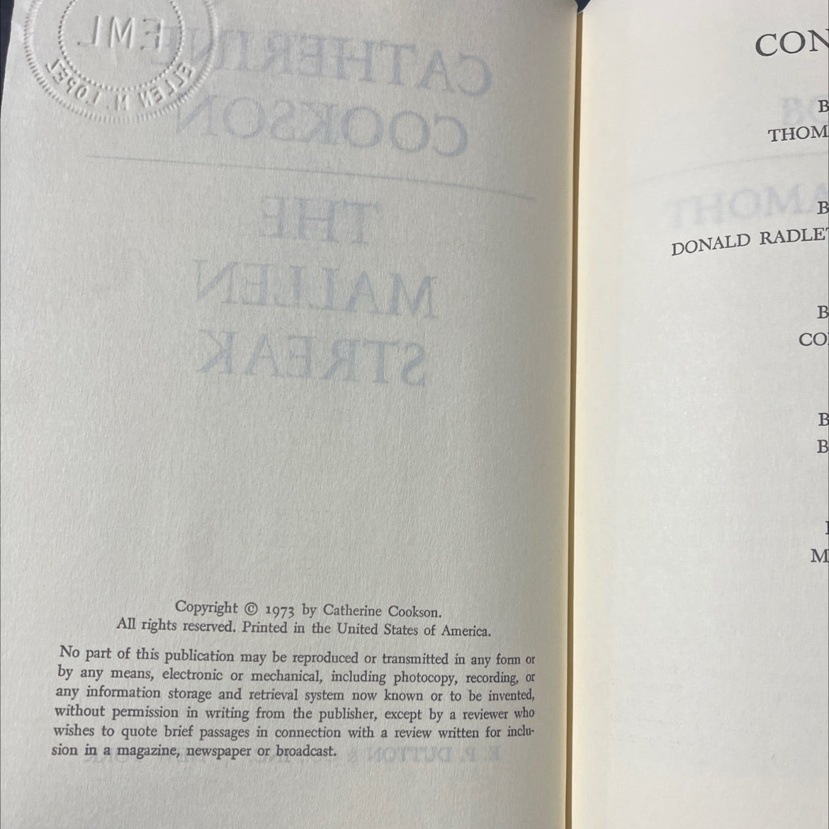 the mallen streak book, by catherine cookson, 1990 Hardcover image 3