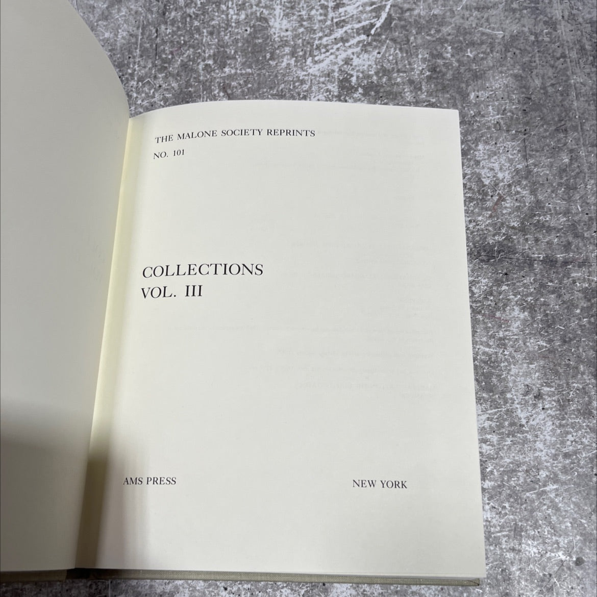 the malone society reprints no. 101 collections vol. iii book, by unknown, 1985 Hardcover image 2