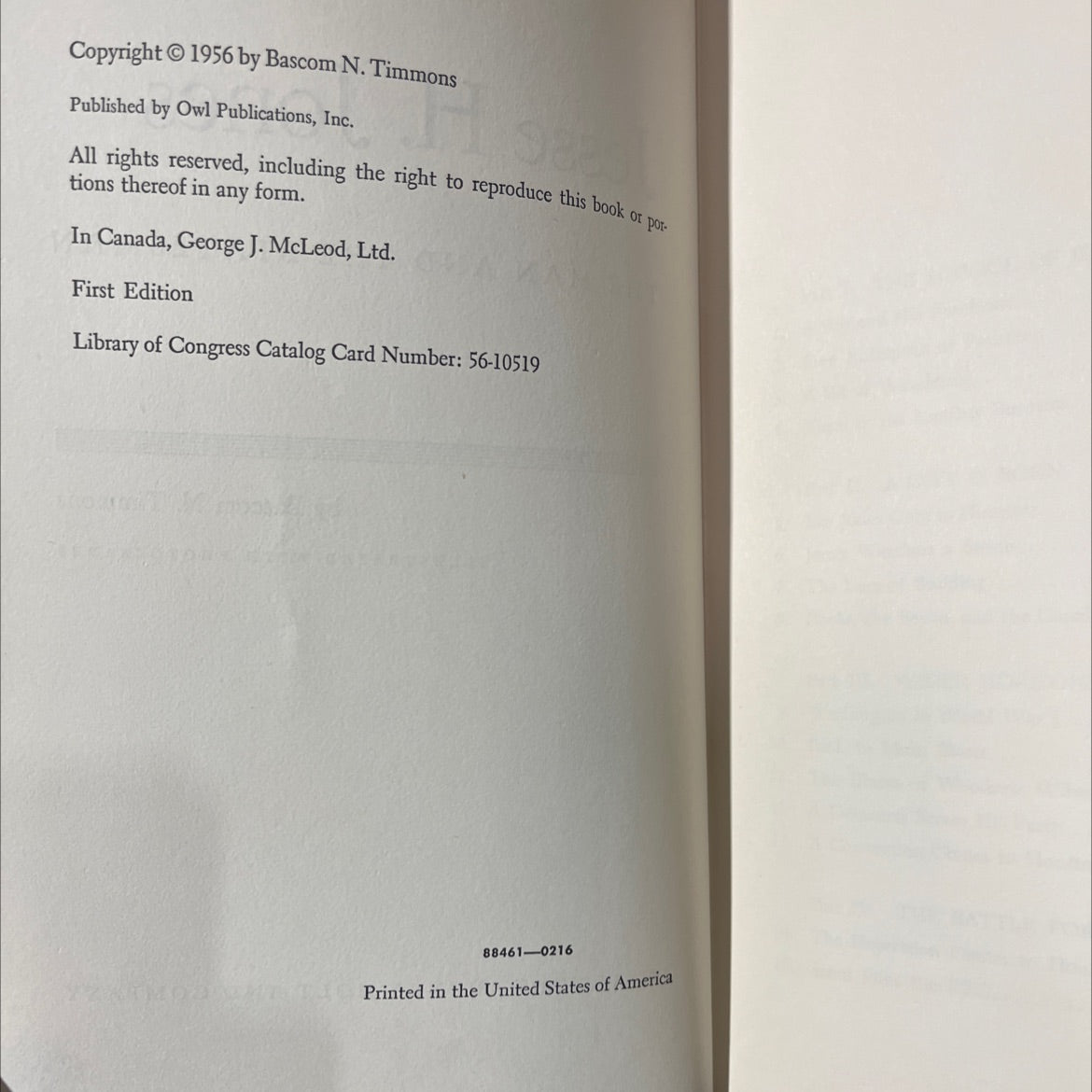 the man and the statesman book, by Bascom N. Timmons, 1956 Hardcover image 3