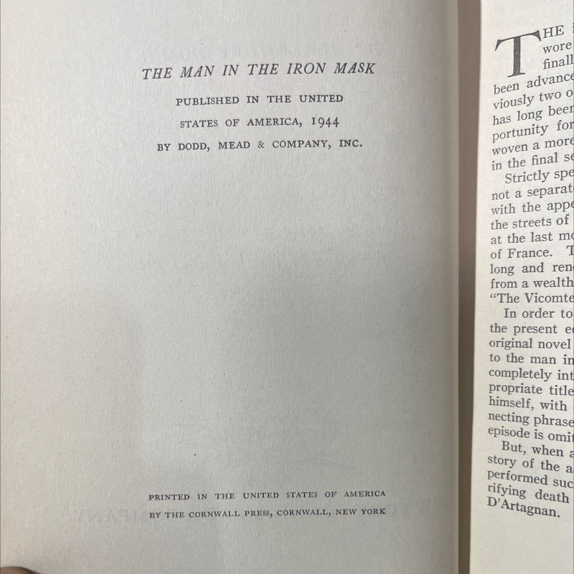 the man in the iron mask book, by alexandre dumas, 1944 Hardcover image 3