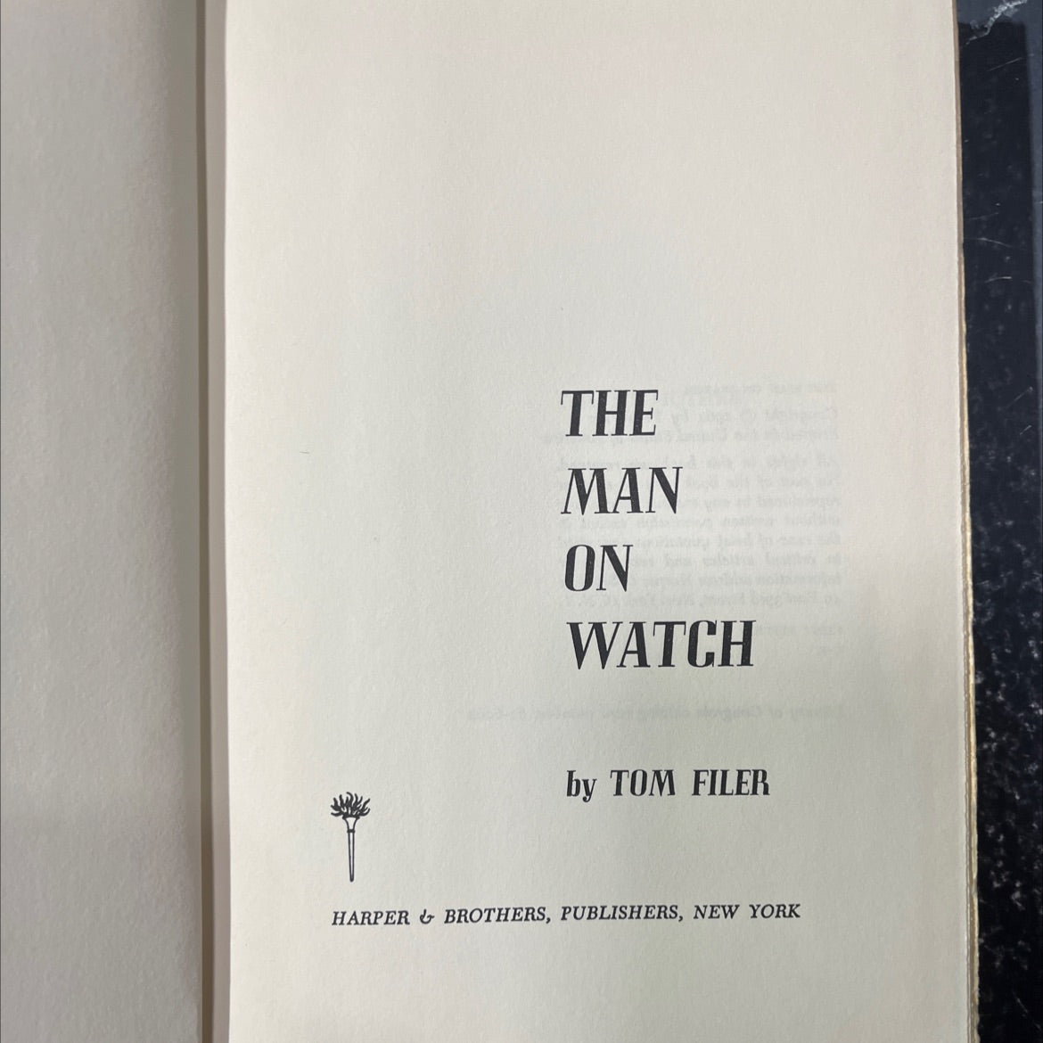 the man on watch book, by tom filer, 1961 Hardcover image 2