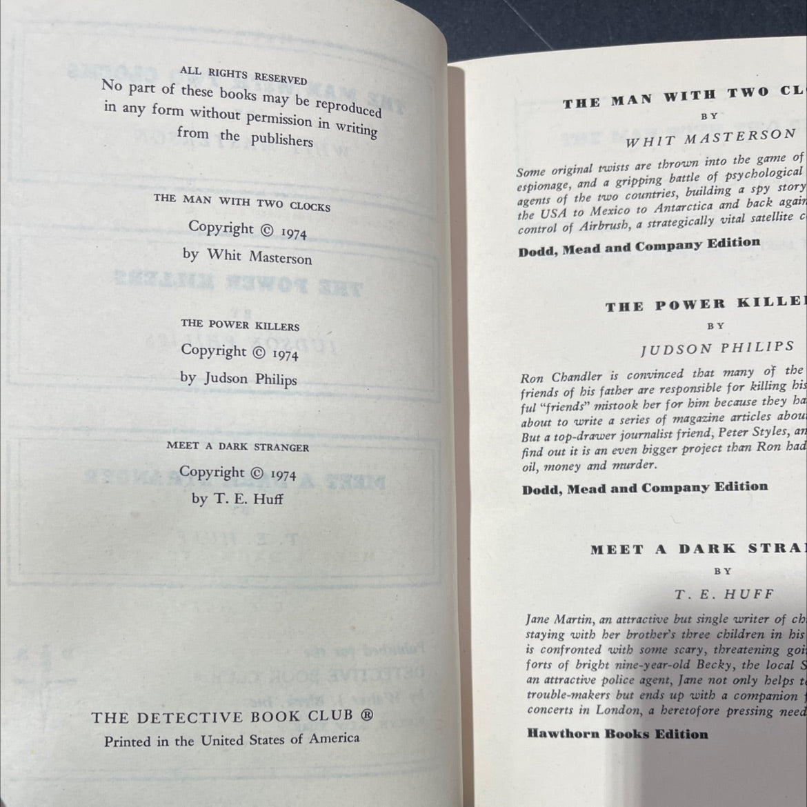 the man with two clocks book, by Whit Masterson, 1974 Hardcover image 3