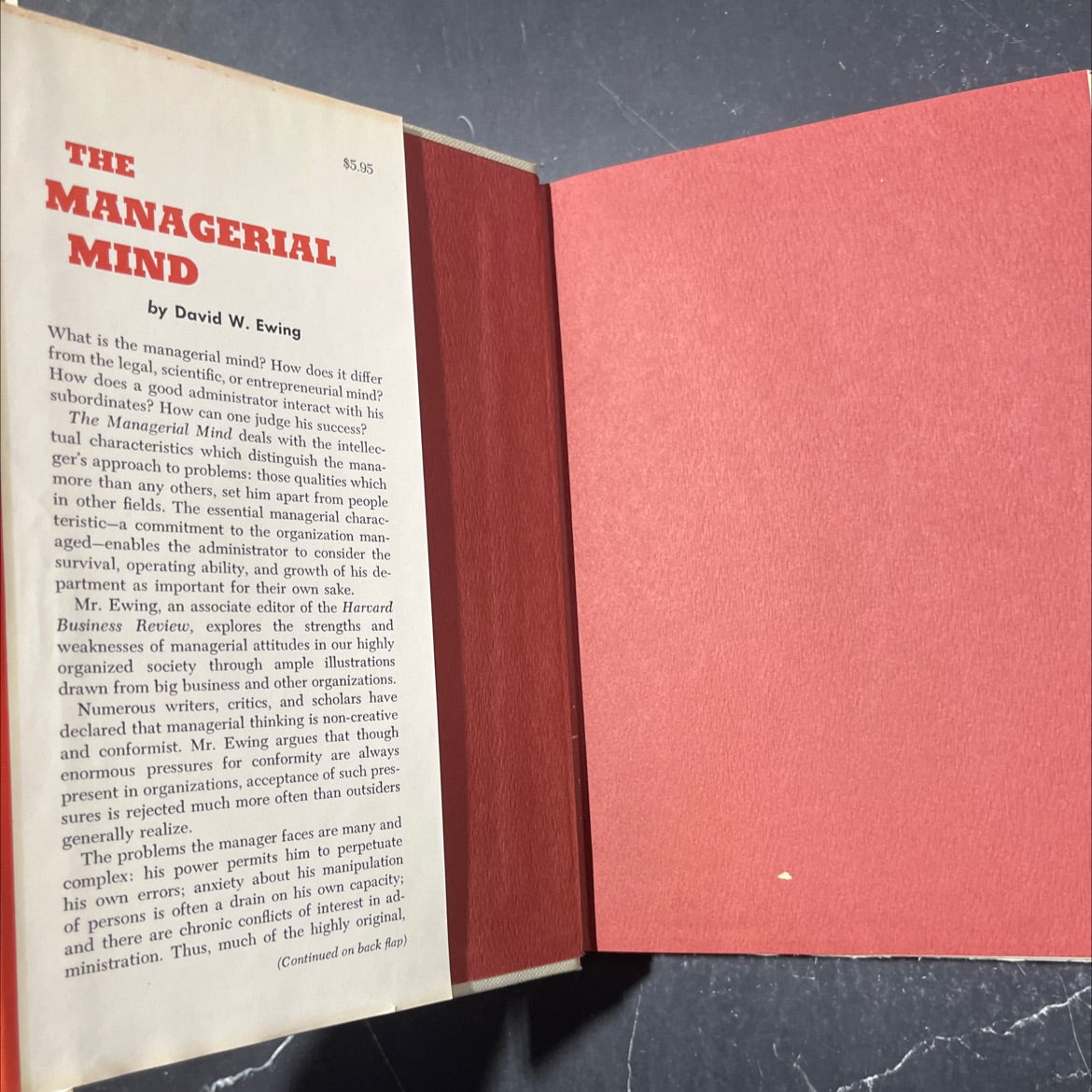 the managerial mind book, by David W. Ewing, 1964 Hardcover image 4