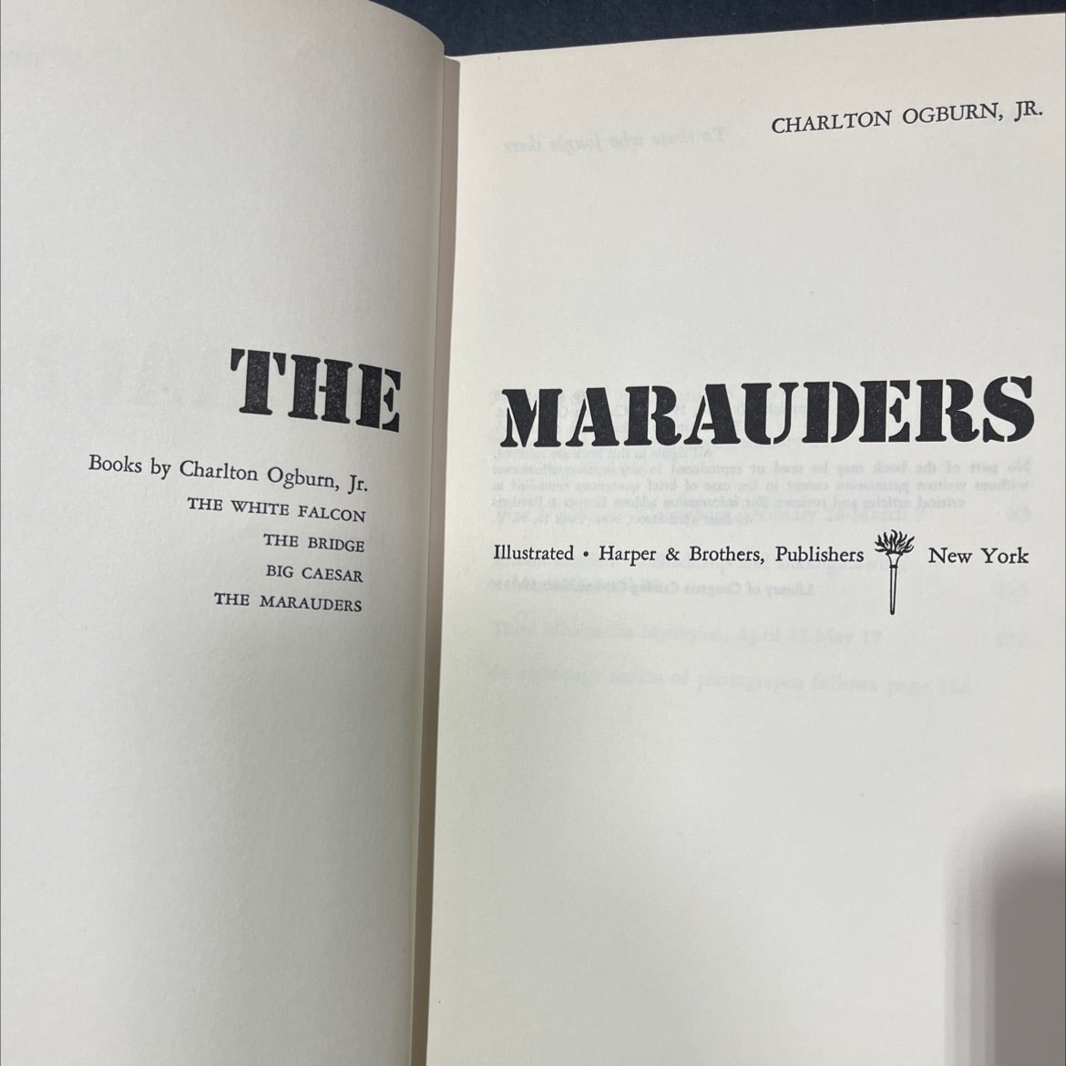 the marauders book, by charlton ogburn, jr., 1959 Hardcover image 2