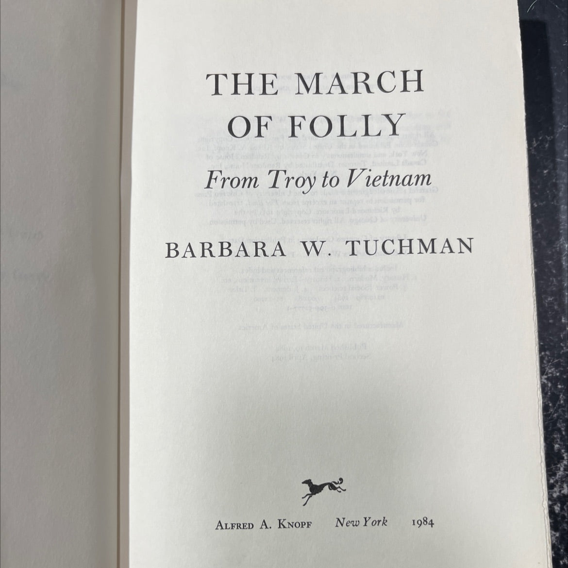 the march of folly from troy to vietnam book, by barbara w. tuchman, 1984 Hardcover image 2