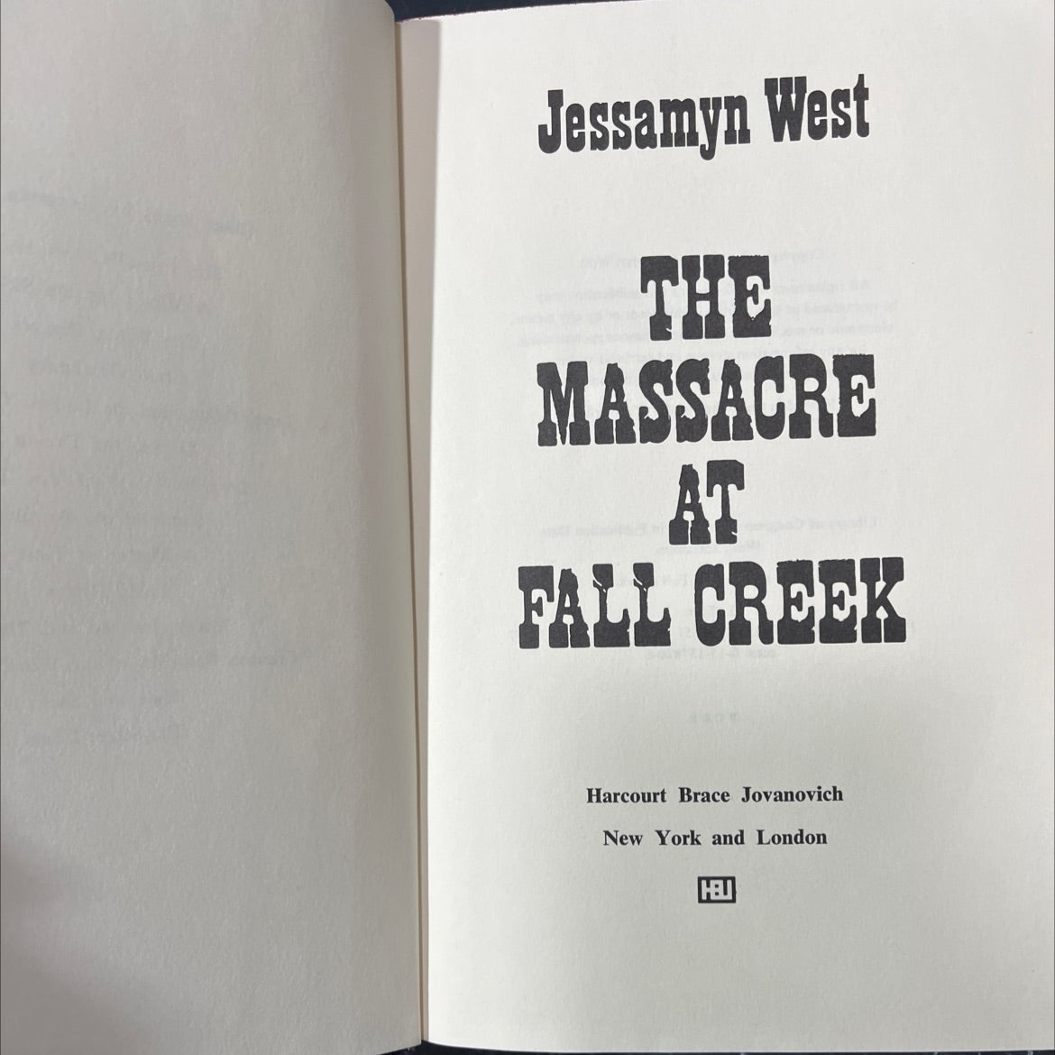 the massacre at fall creek book, by Jessamyn West, 1975 Hardcover image 2