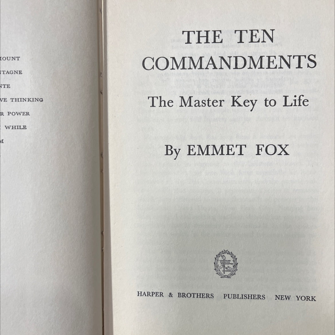 the master key to life book, by emmet fox, 1953 Hardcover image 2