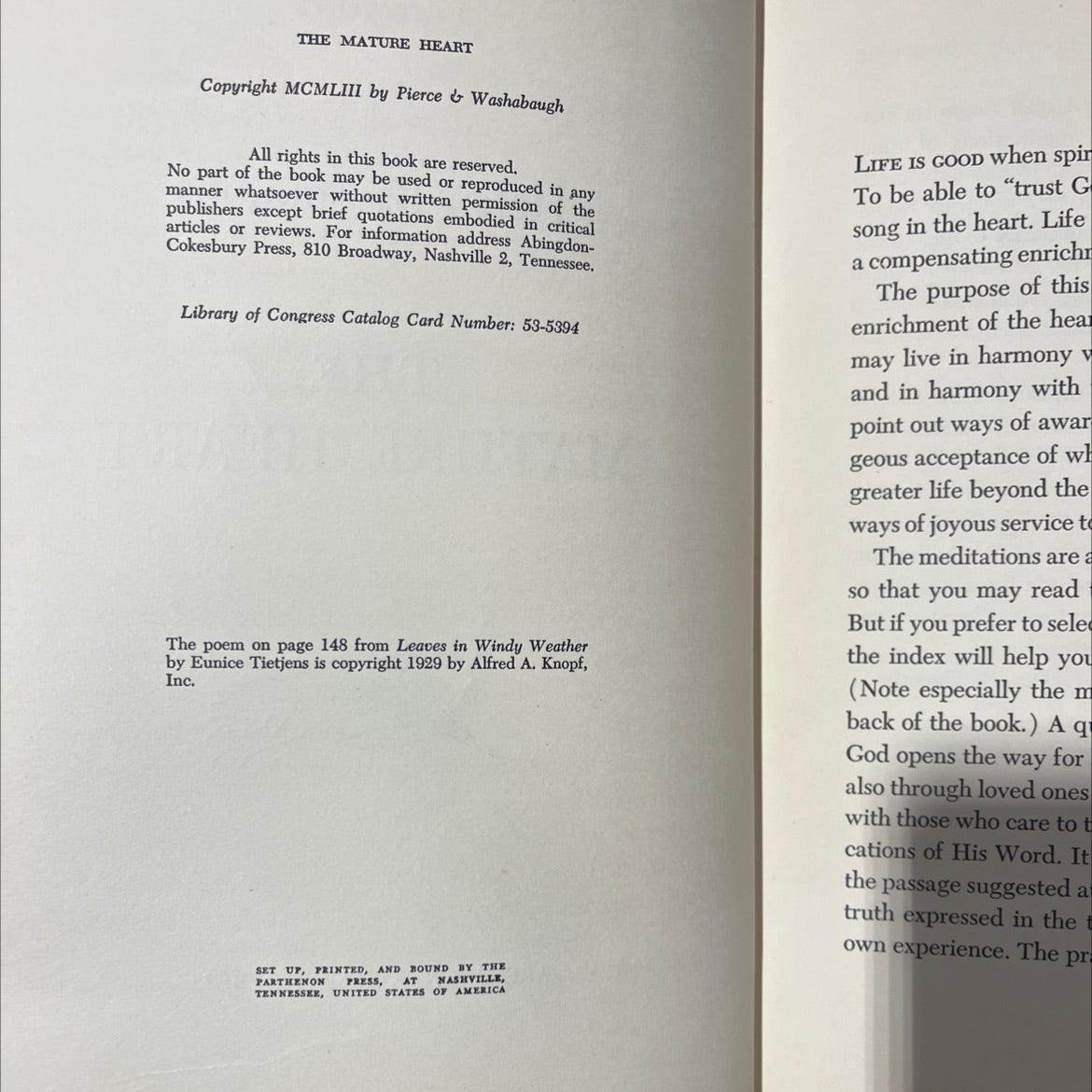 the mature heart book, by helen b. emmons, 1953 Hardcover image 3